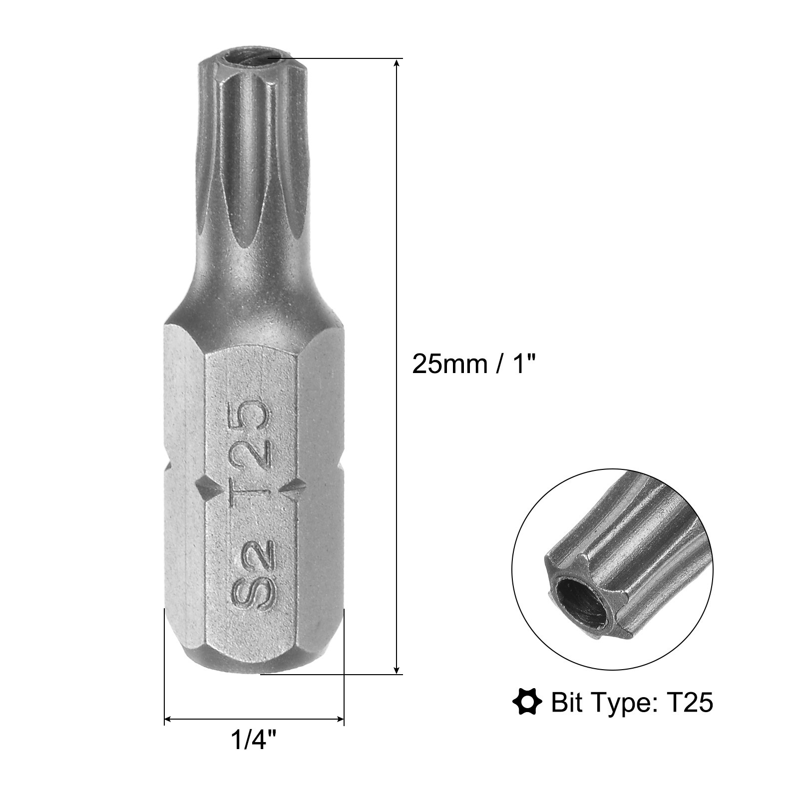 25pcs Torx Bits 1/4″ Magnetic Screwdriver T25 Screw Driver Bit S2 Alloy Steel