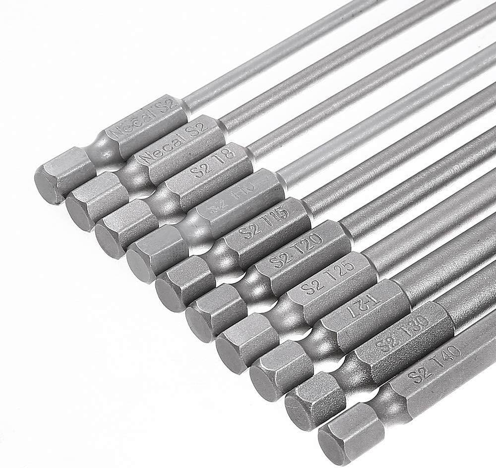 Juego de 10 puntas de destornillador Torx de 6 pulgadas de largo (T6-T40)