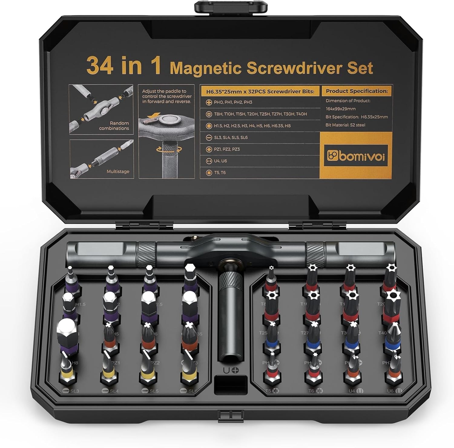 DIY Ratchet Screwdriver Set, Upgraded 34 in 1 Magnetic Screwdriver Set for Ch…