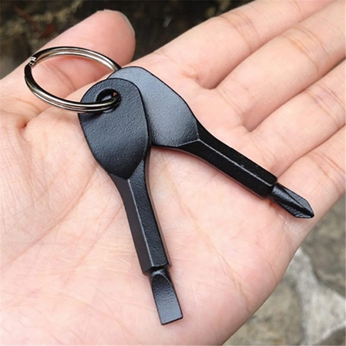 Compact Screwdriver Keychain – Stylish Black Mini Repair Tool for Everyday Use