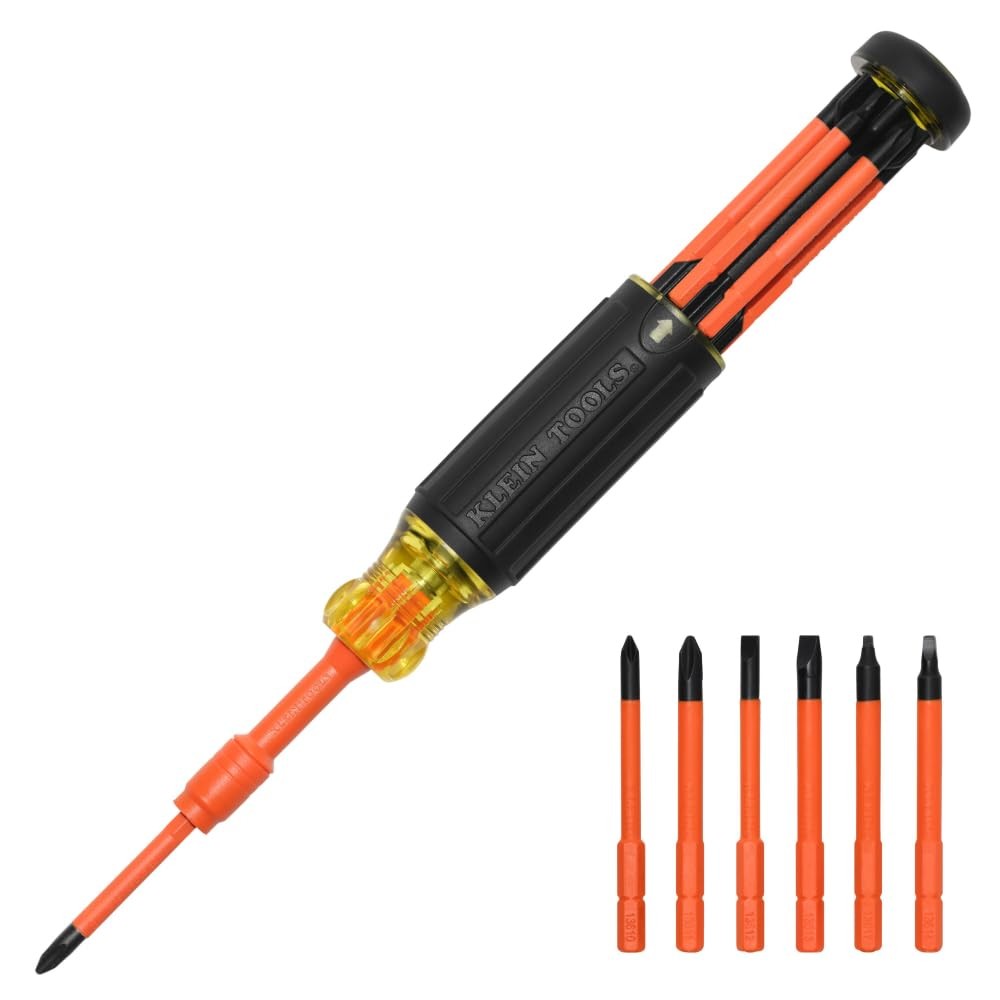 Klein Tools 32306INS 6-in-1 Insulated Multi-Bit Screwdriver, Orange/Black