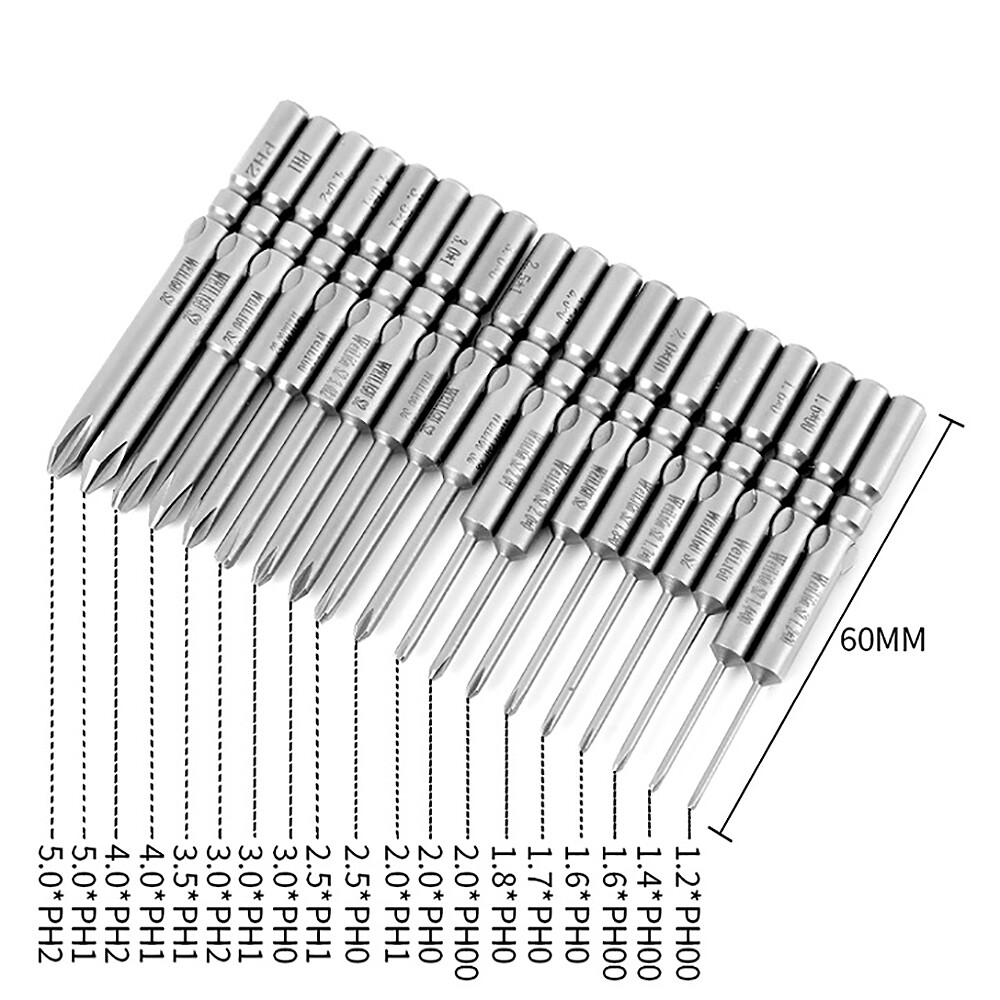 6mm Round Shank Magnetic Screwdriver Bit Phillips PH00 PH0 PH1 PH2 Long 50-150mm
