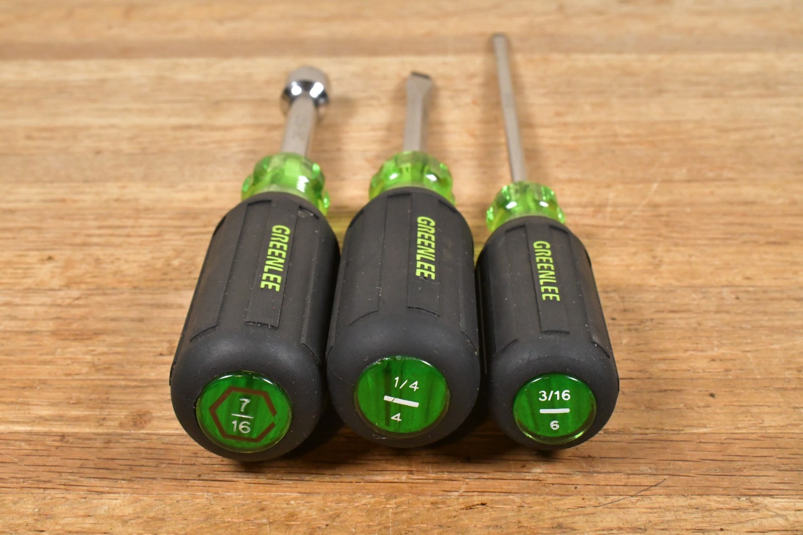 3x GREENLEE Drivers Flat Slotted + Nut Driver 0153-22C 0153-11C 0253-16C