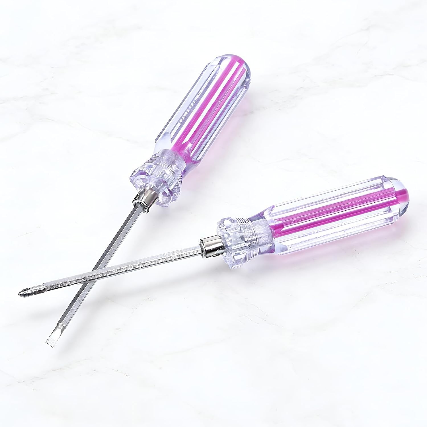 3Pcs 2-in-1 Stubby Screwdriver Set Magnetic Phillips Flathead Pocket Tool Purple