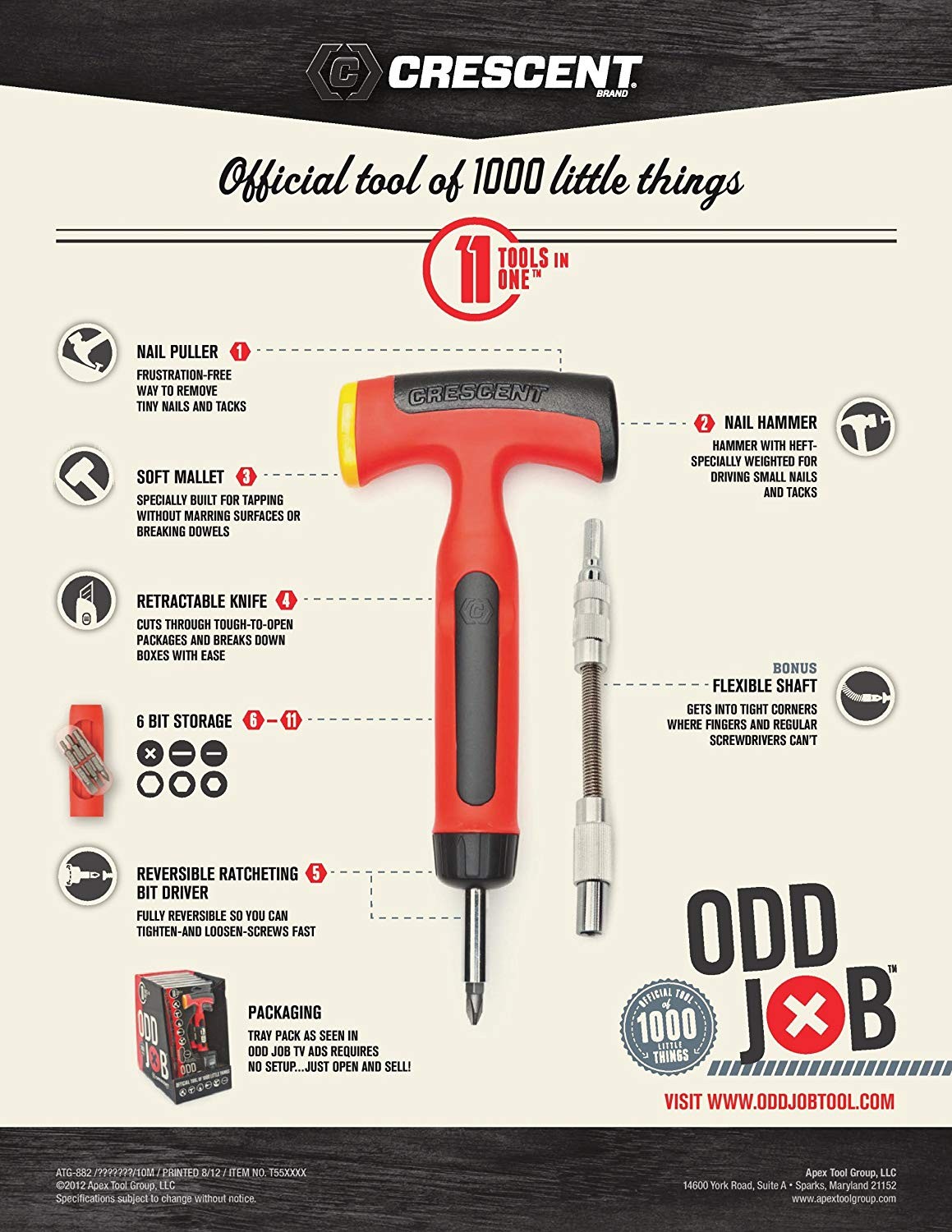 Crescent CMT1000 11 in 1 Odd Job Multi-Tool Hammer & Screwdriver
