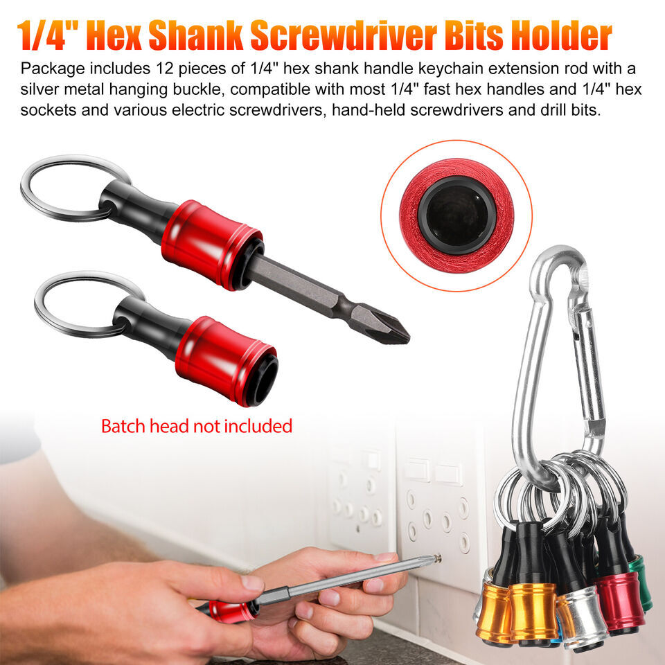 28PCS/4Set 1/4″ Hex Shank Quick Release Keychain Screwdriver Drill Bit Holder
