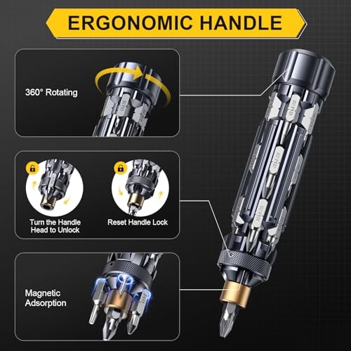 19 in 1 Multibit Screwdriver Set EDC Multi Screwdriver Tool All in Black Gold