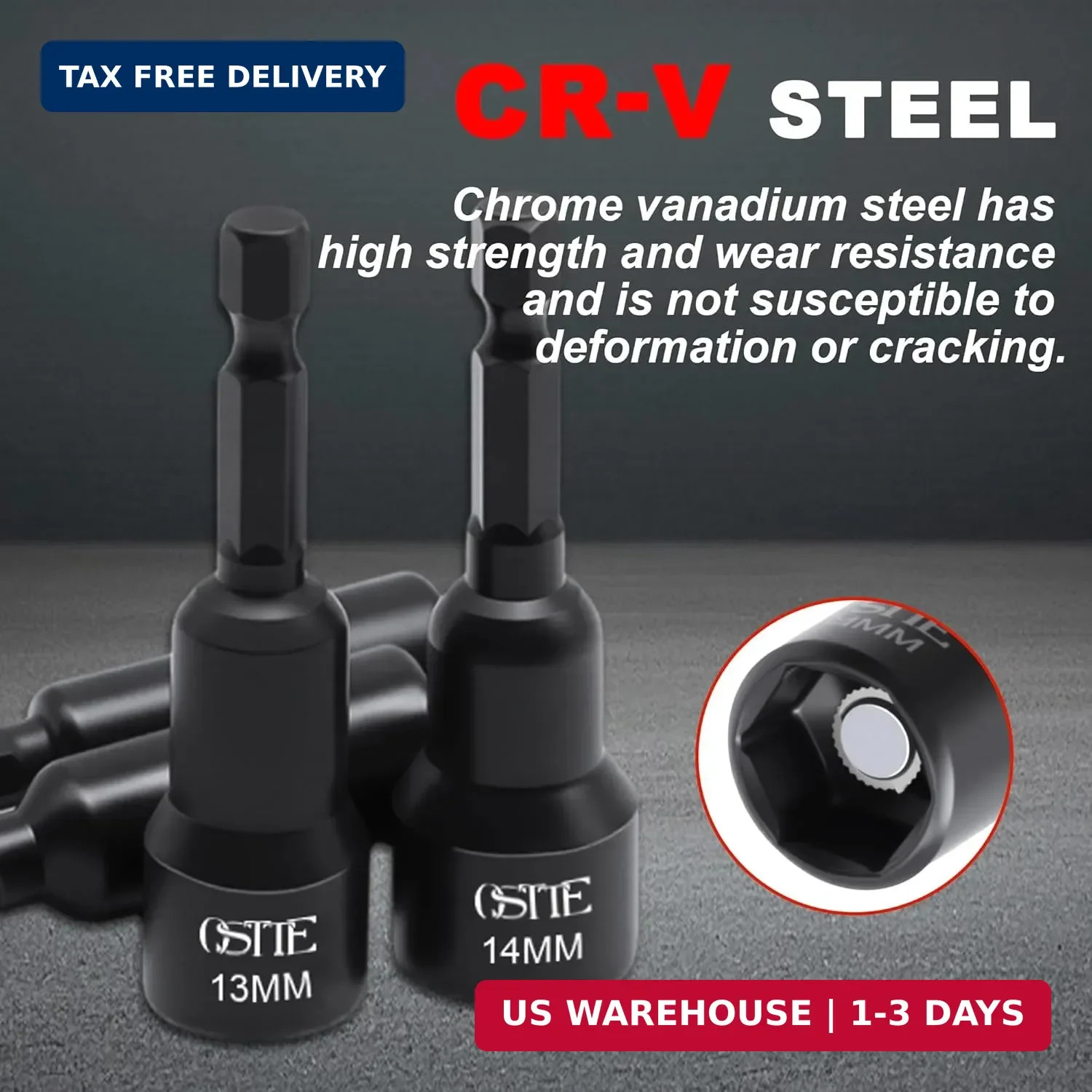 12 PCS Magnetic Nut Driver Set Metric SAE 1/4 Hex Impact Sockets