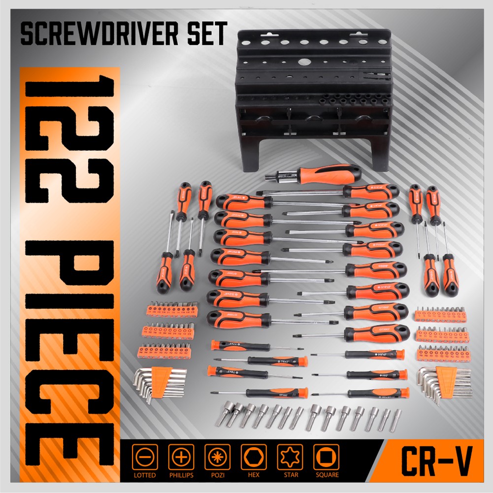 122Pc Magnetic Screwdriver Set Ratchet Handle Nut Driver Hex Key Socket Bits