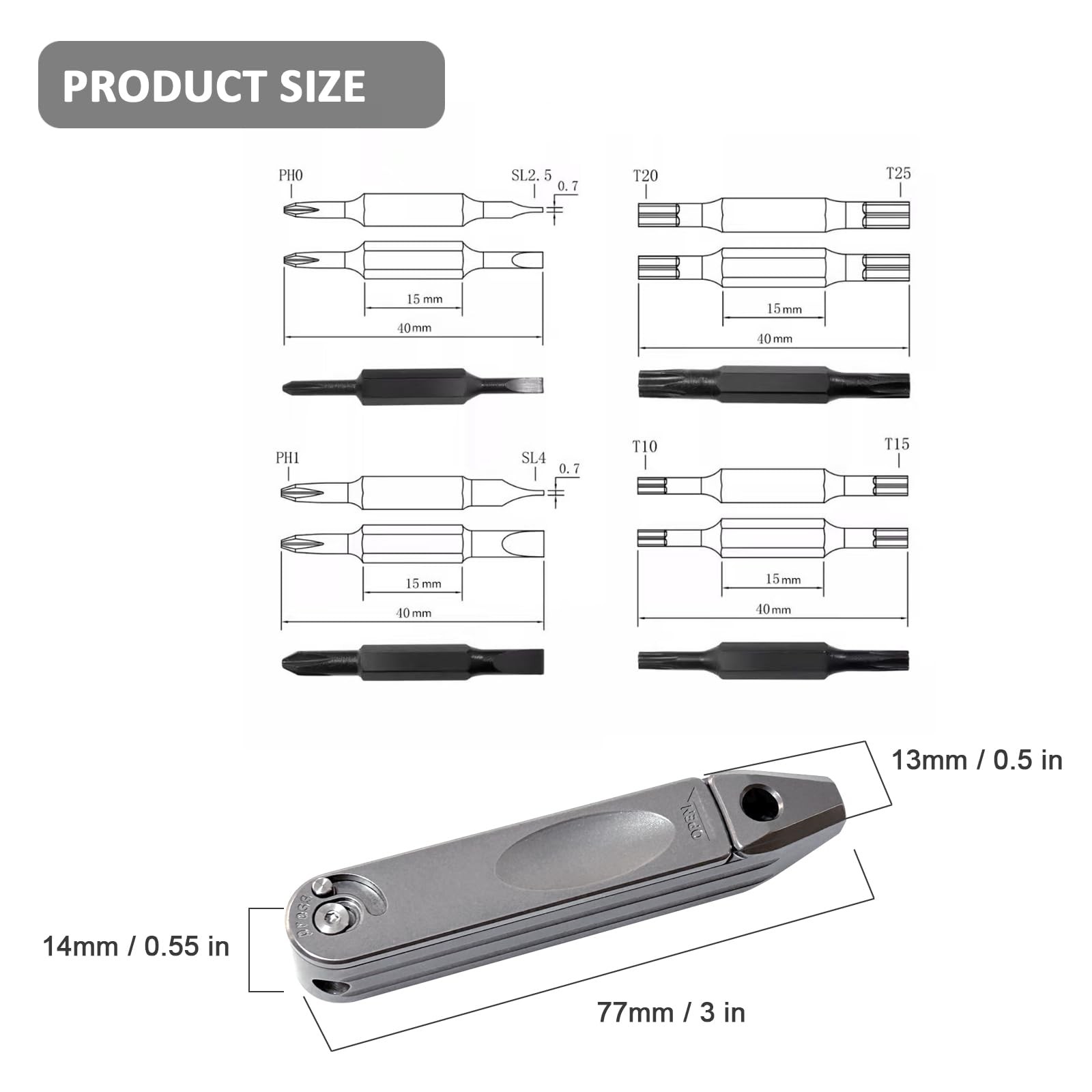 Titanium Small EDC Pocket Screwdriver,Portable 8 in 1 Mini Precision Screwdri…