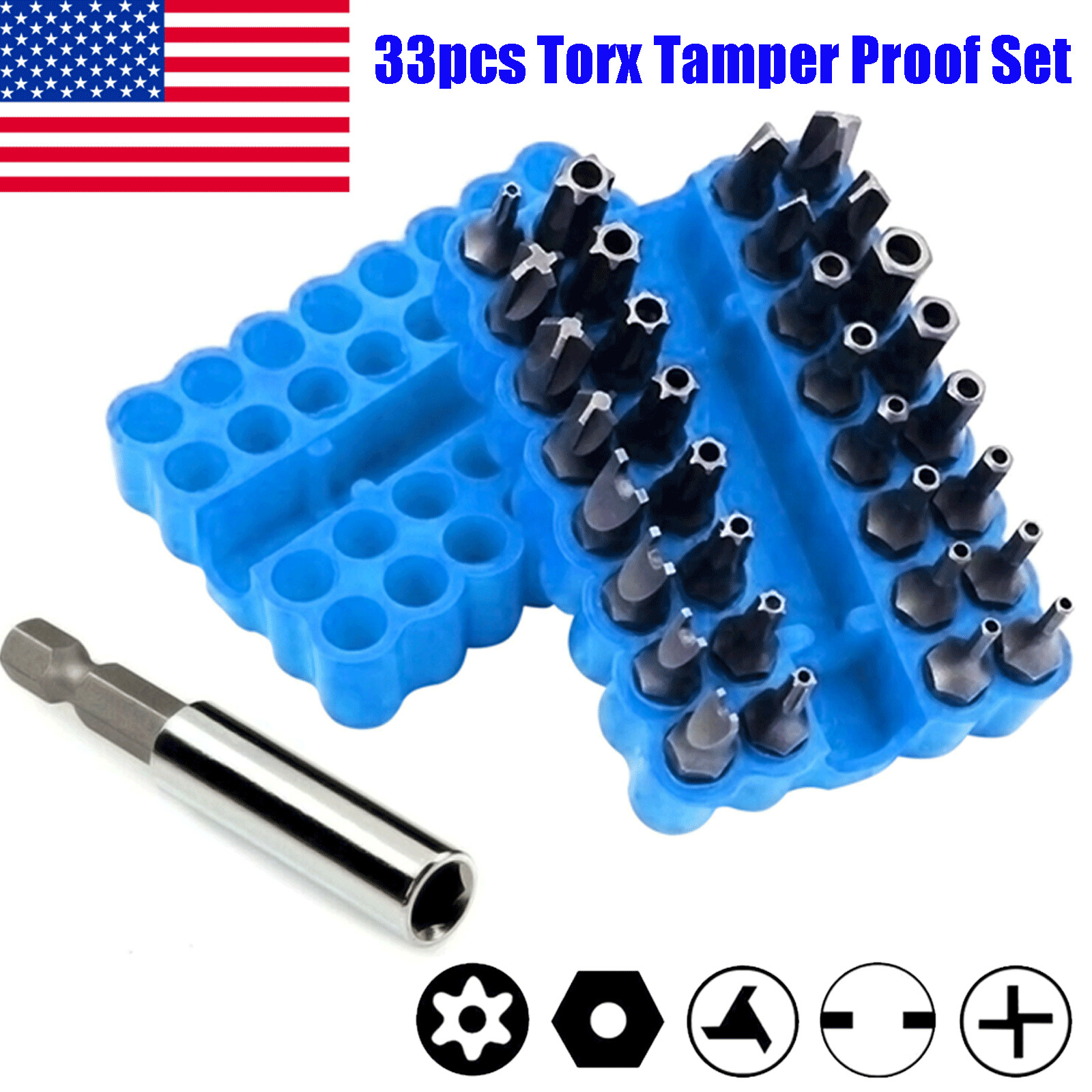 Security Tamper Proof Bit Set 33pc Torq Torx Hex Star Spanner Tri Wing Screwdriv