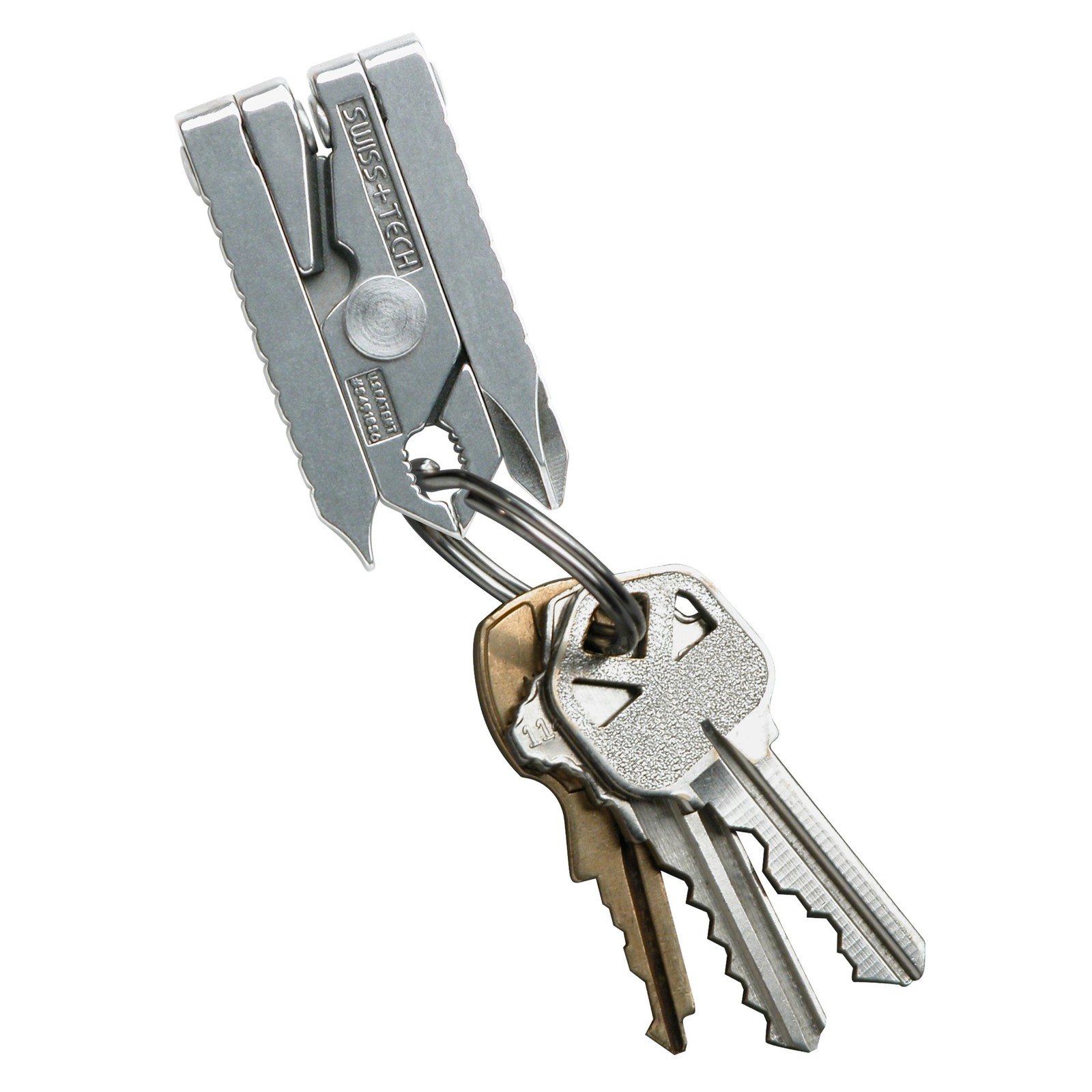 Key Ring Multi-Tool, Solid Stainless Steel Construction, Polished Finish, 6-in-1