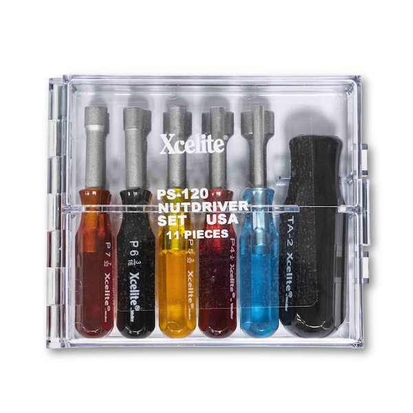 Xcelite Ps120n Nut Driver Set, 11 Pieces, Sae, Hollow