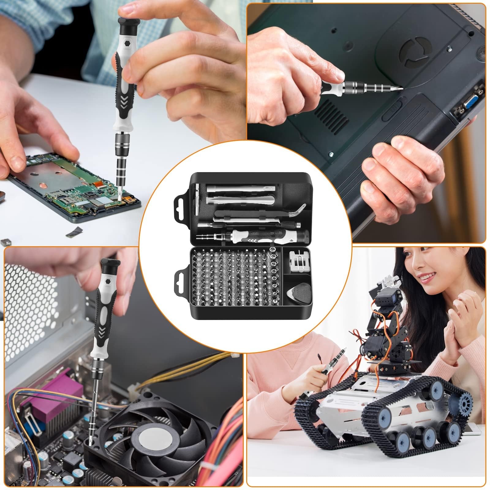 115 in 1 Precision Screwdriver Set, 18 x 10 x 5.5 cm, Black/Silver