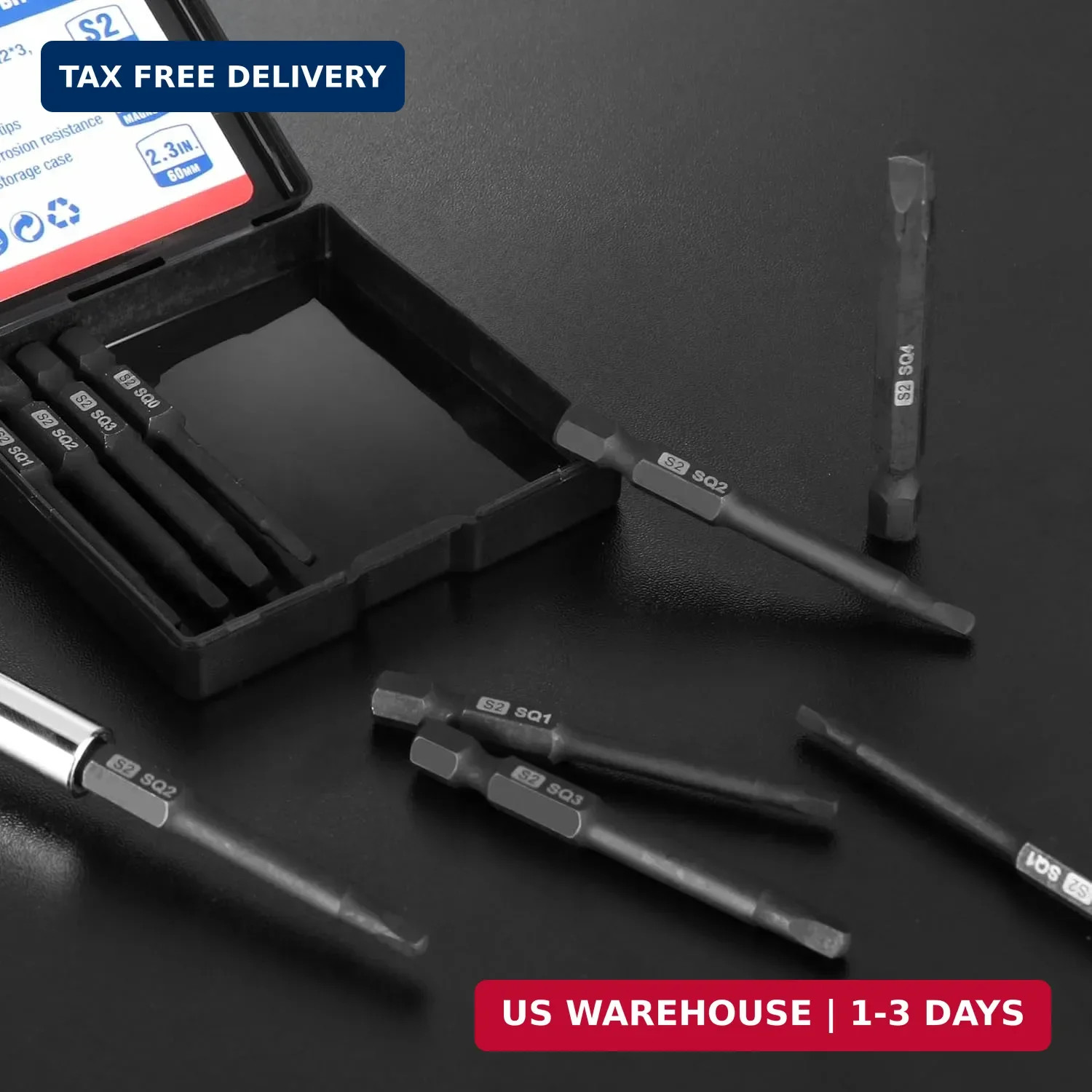 WORKPRO 10pcs Square Bit Set, CNC Machined S2 Steel Magnetic Screwdriver Bits Se