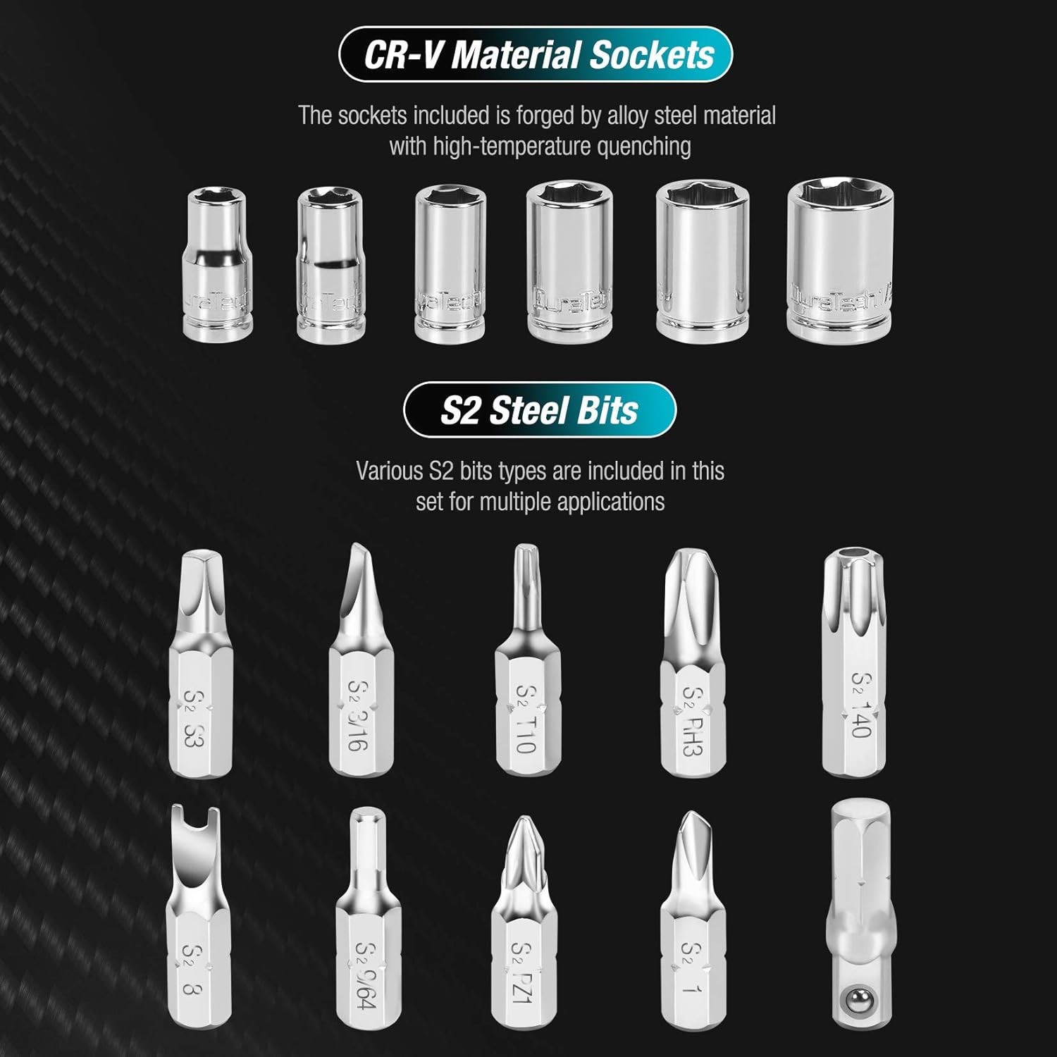 56 Piece 1/4″ Mini Ratchet Wrench and Screwdriver Bit Set 2-In-1 72-Tooth and 60