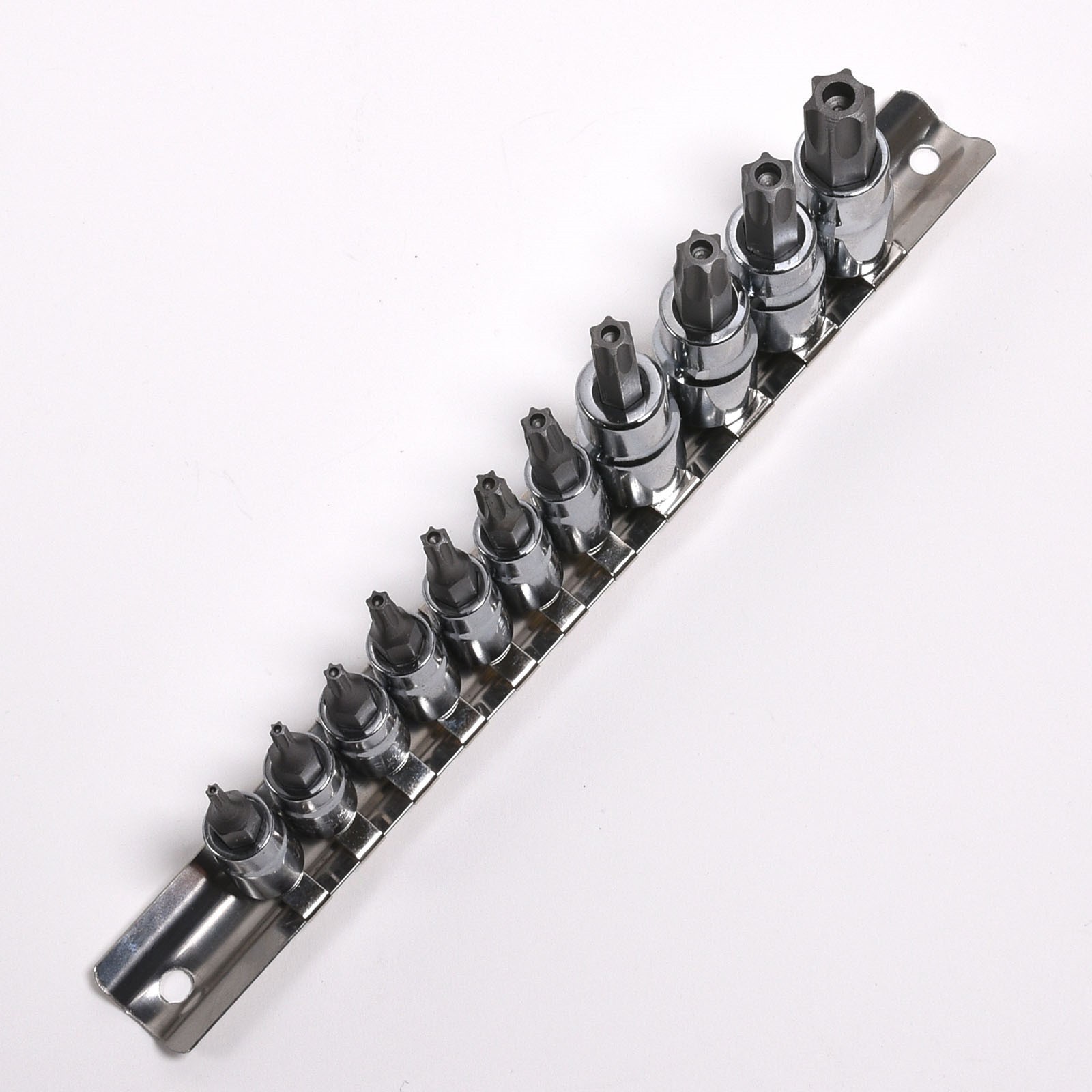 11pc Security Torx Socket 6 Point Set 3/8″ & 1/4″ Star Bit Tamper Proof S2 Steel