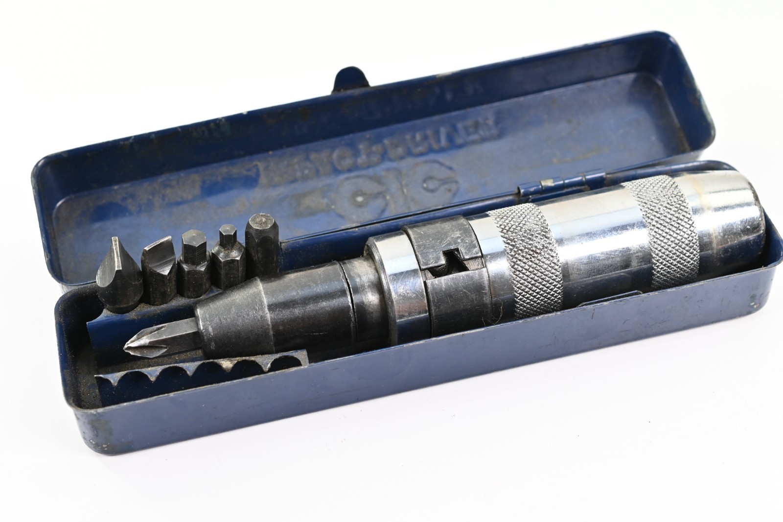 Vintage CIC Impact Driver Set Manual Screwdriver Bits Metal Case Tool