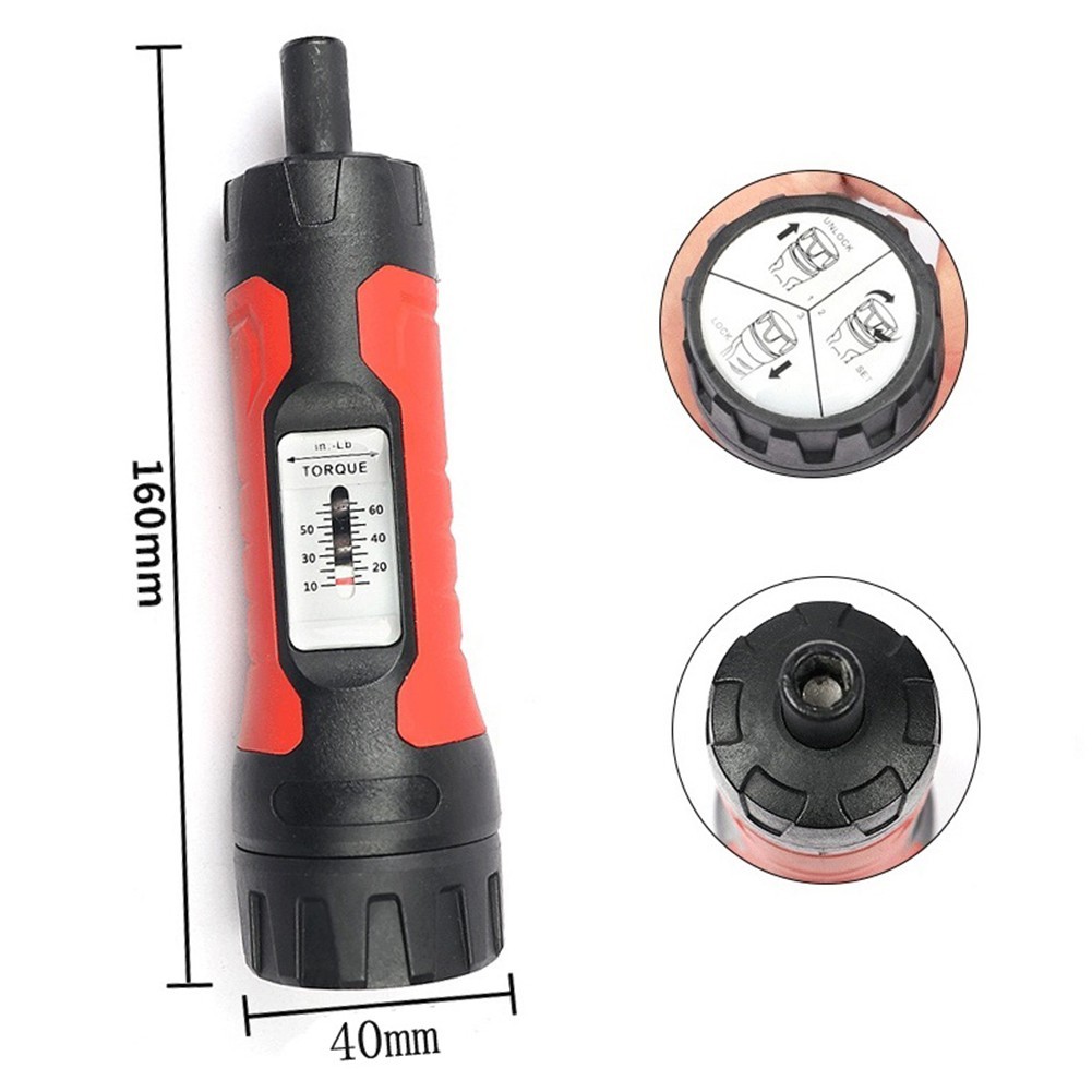 Precise Measurement Torque Wrench Screwdriver 1/4 Inch Drive 10 65In lb