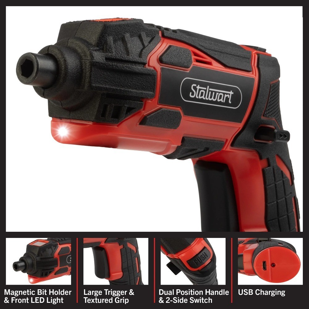 Cordless Electric Screwdriver Set 45 Piece with 2 Position Grip Adjustable