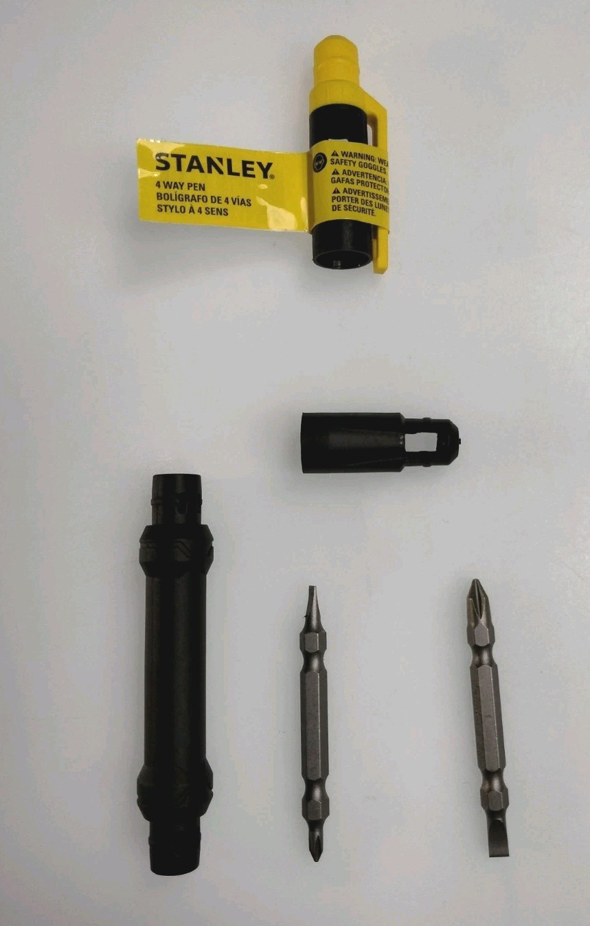 Mini 4-Way Pen 5/32 in 1/8 Flathead Phillips Head Screwdriver Small Black Yellow