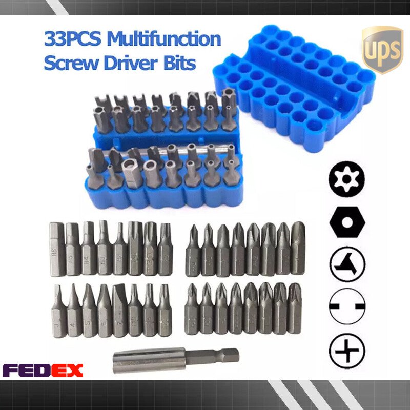 33pcs Screwdriver Bit Set Hex Head Drill Bit Set with 1/4″ Extension Bit Holder