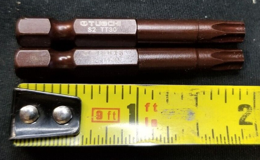 Harfington 2Pcs T30 TorxBit 1/4″Hex Shank 2″Length Magnetic Star Screwdriver Red
