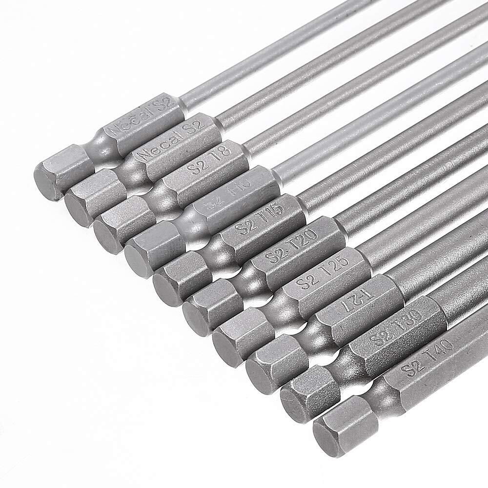 uego de 10 puntas de destornillador Torx de 6 pulgadas de largo (T6-T40)