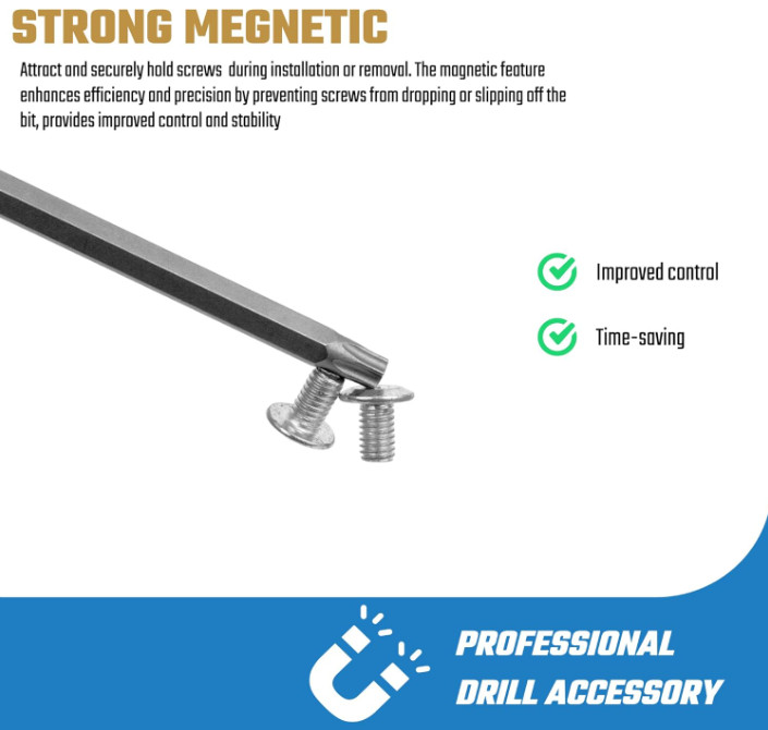 Juego de puntas Torx de seguridad extra largas 11 piezas T6–T40