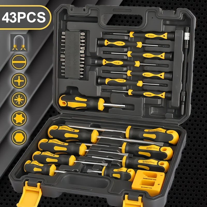 43 pcs magnetic screwdriver set with magnetizing and demagnetizing tools – inter