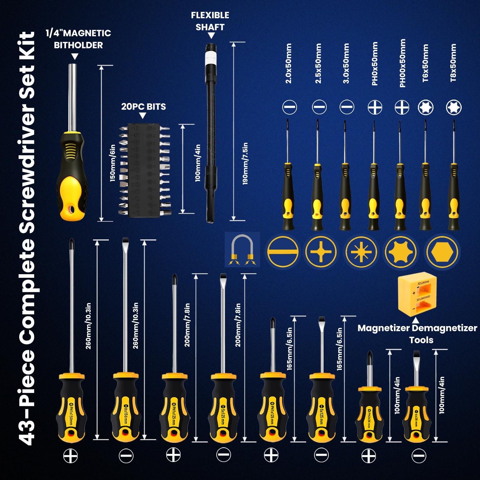 Magnetic Screwdriver Set with Case, All-in-One Repair Tool Kit for Everyday H…