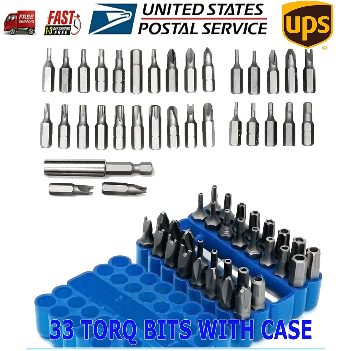 33PC Hex Head Drill Torx Bit Set Tamper Security Extension Screwdriver Set 1/4″