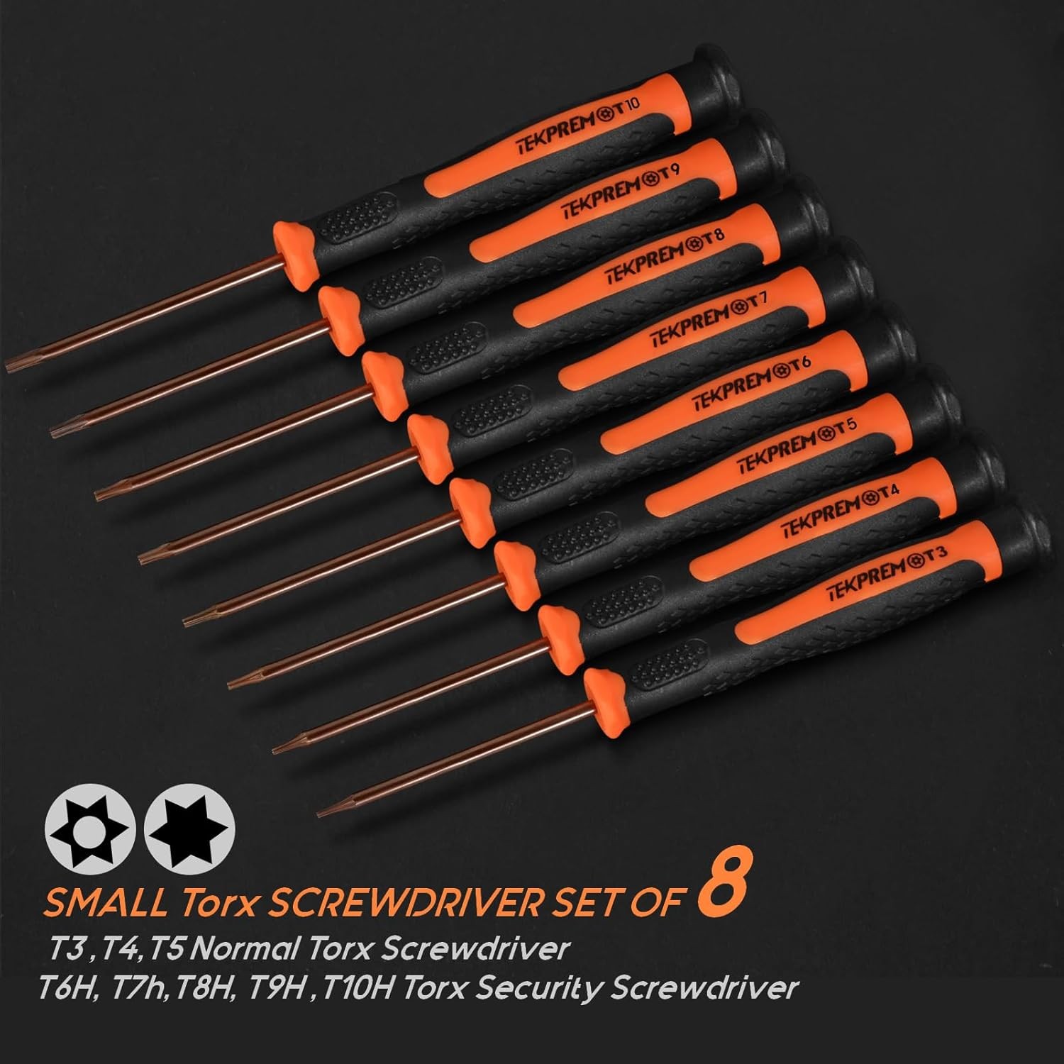 8 in 1 Small Torx Screwdriver Set with T3 T4 T5 T6 T7 T8 T9 T10 Torx Security Bi