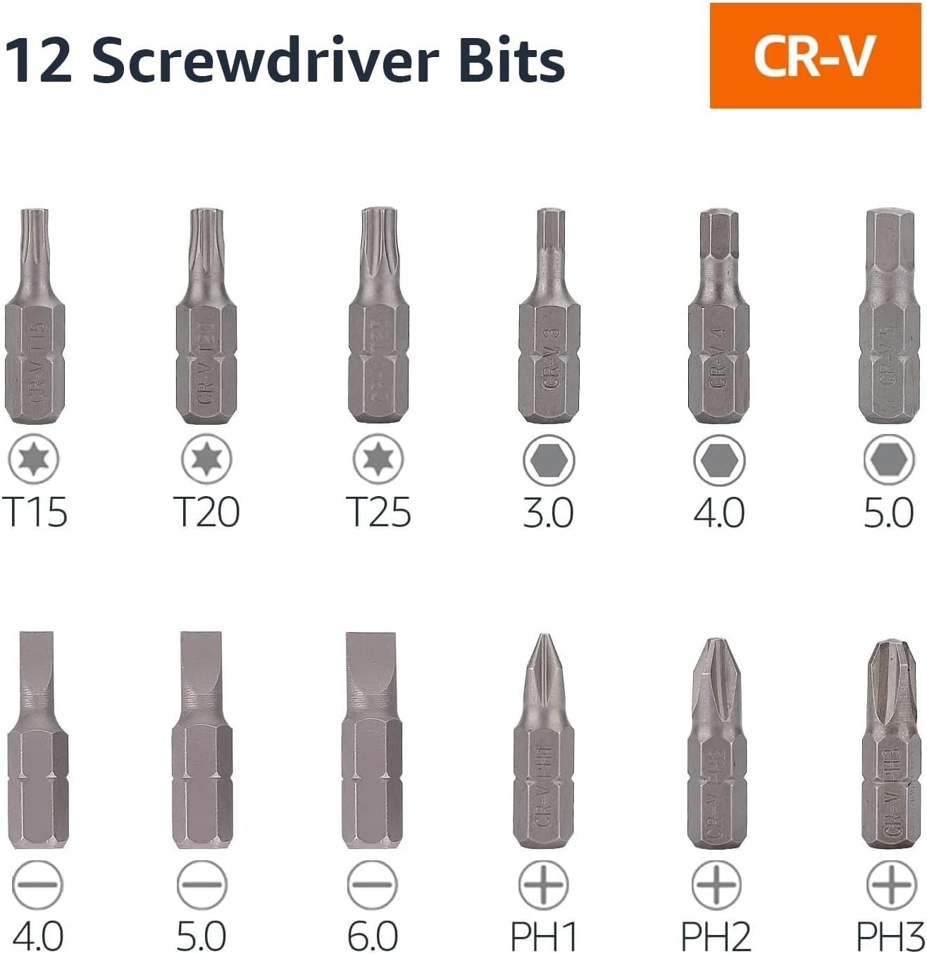 Amazon Basics 12 Piece Ratcheting Magnetic Screwdriver Blue, Black, Silver