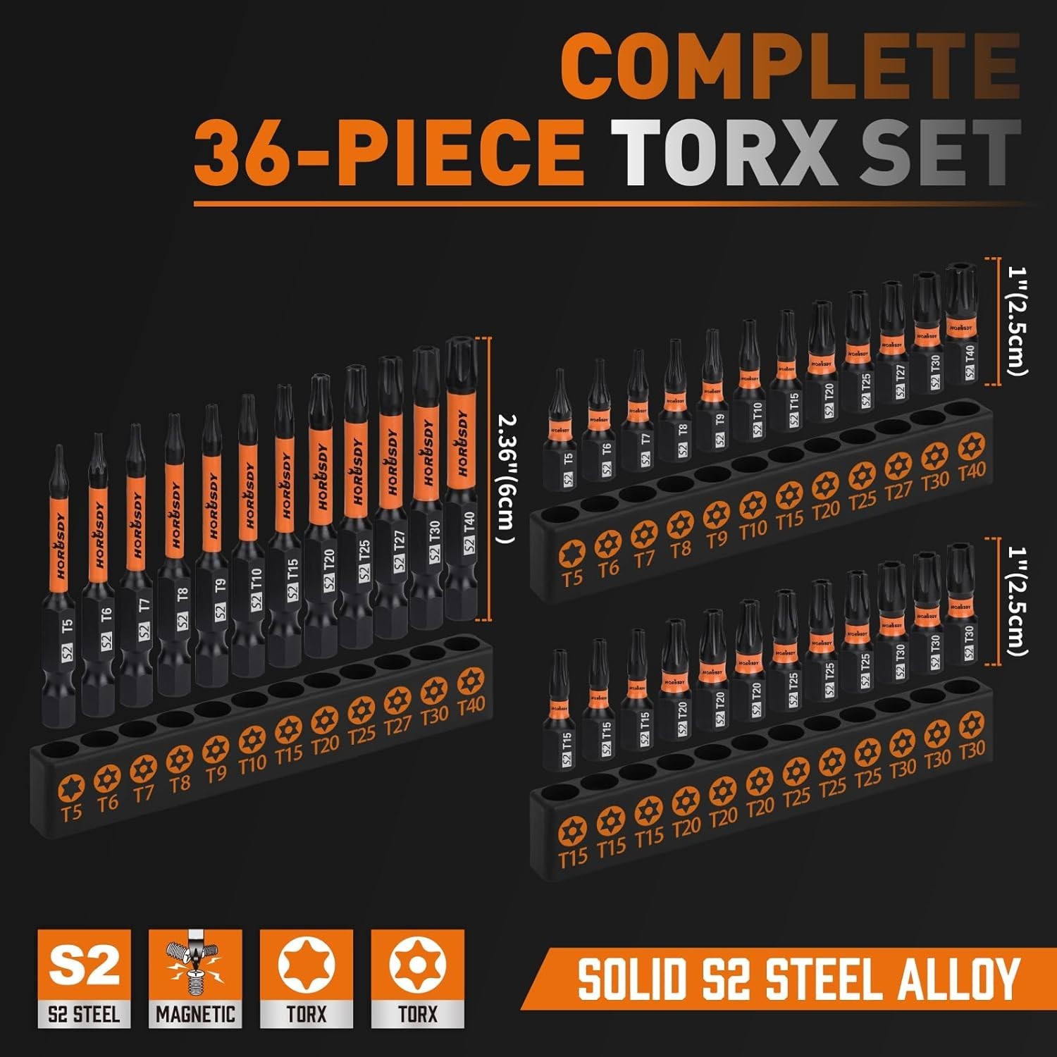 Heavy-Duty 36PCS Security Torx Bit Set T5-T40 – Magnetic Tips & Storage Box