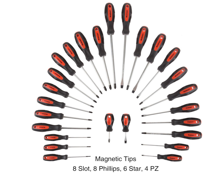 Juego destornilladores 26 piezas con soporte pared puntas magnéticas multiuso (n