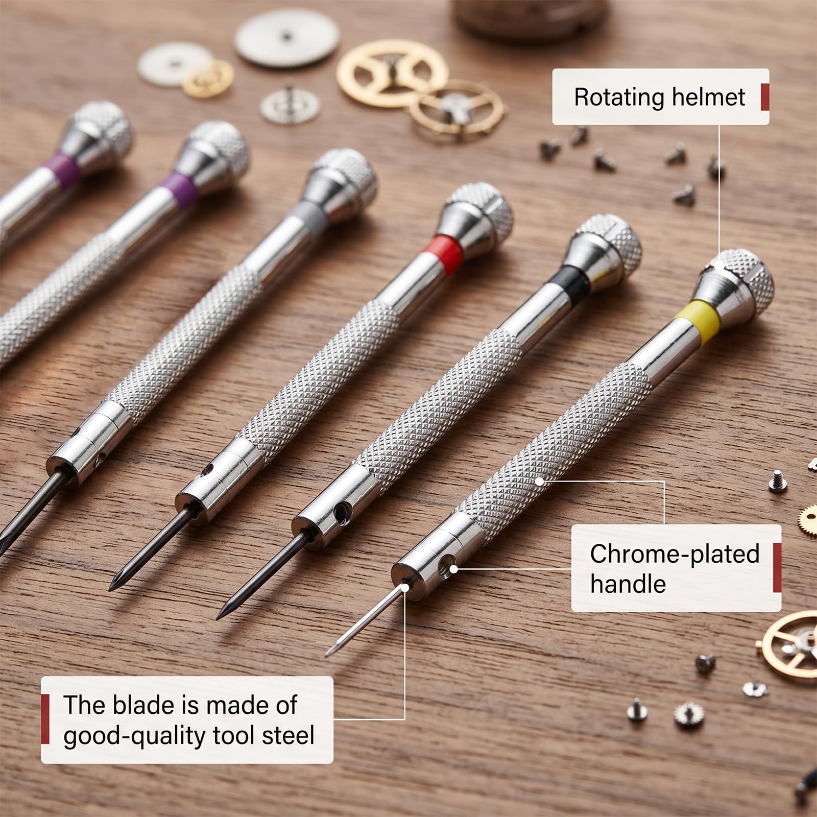 8Pcs Precision Jewelers Screwdriver Set, 0.6-1.6mm Flathead Micro Silver