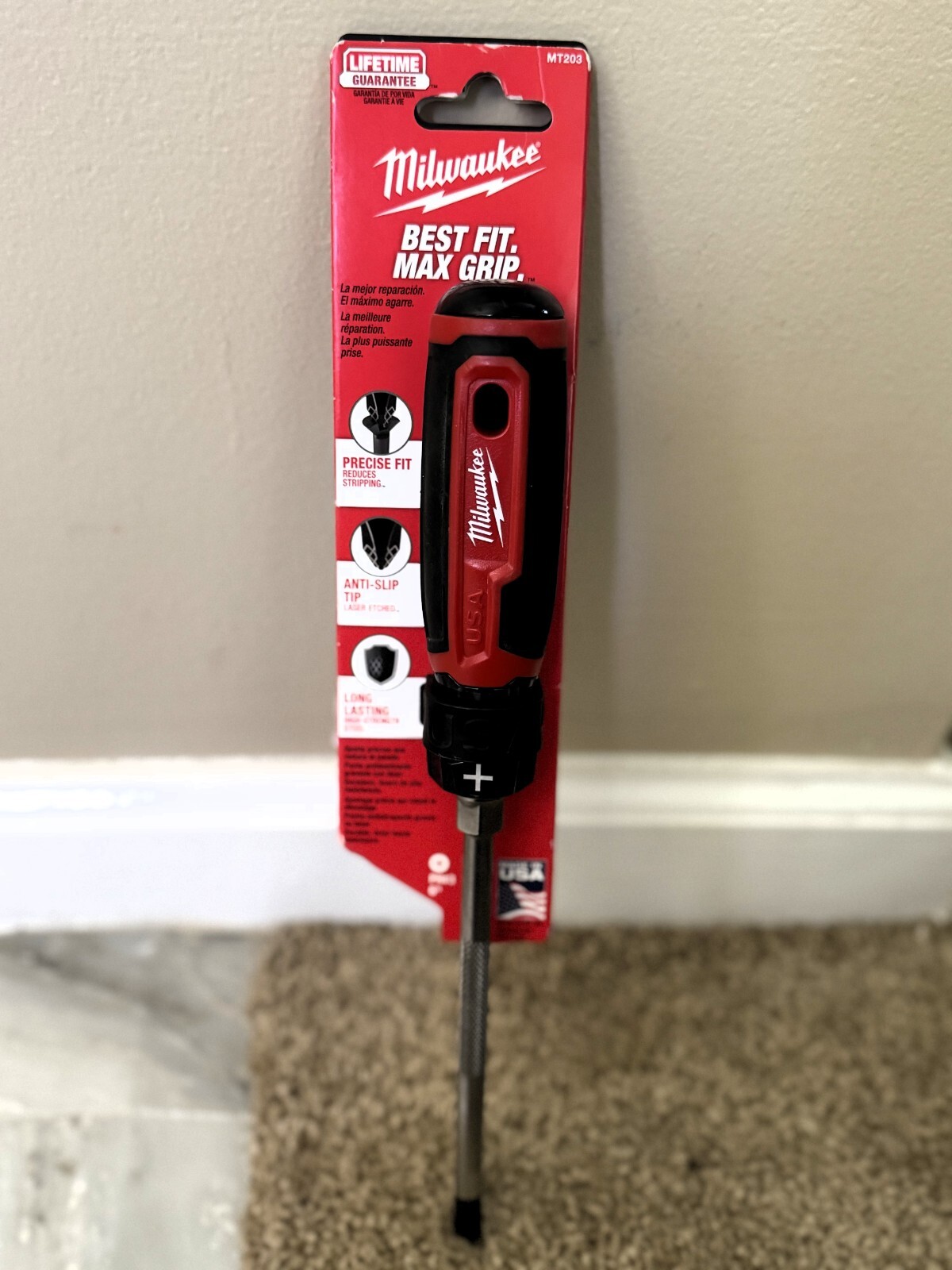 Milwaukee MT203 #3 6″ Cushion Grip Phillips Screwdriver – Made In USA