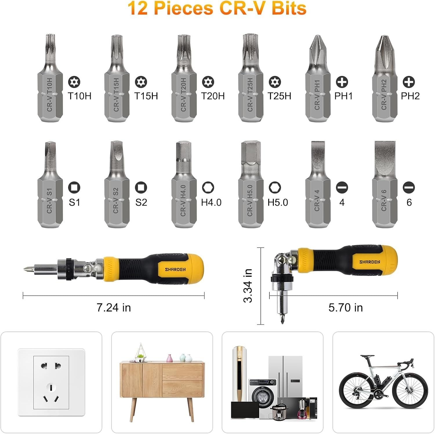 Ratcheting Multi Bit Screwdriver – 13-in-1 Tool Set, Flat Head/Square/Torx/He…