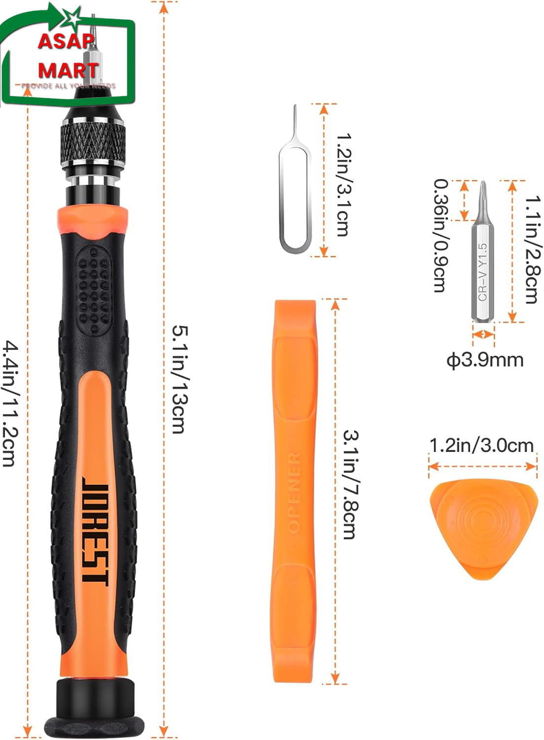 JOREST 24Pcs Small Precision Screwdriver Set with Torx T5 T6 T8 T9, Y00, Star P5