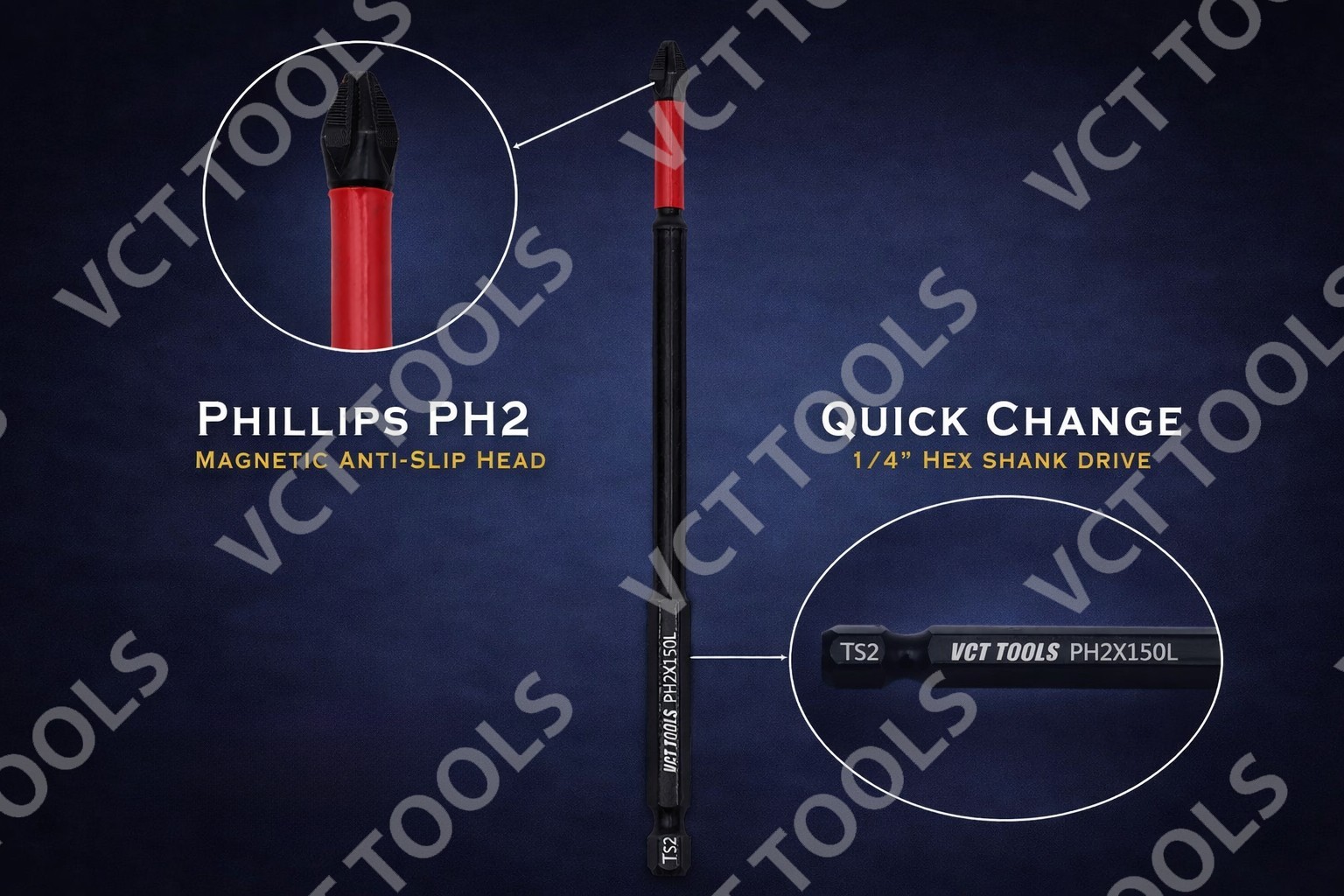 10‑Pack Phillips PH2 Magnetic Anti‑Slip Screwdriver Bits – 6″ S2 Steel Set