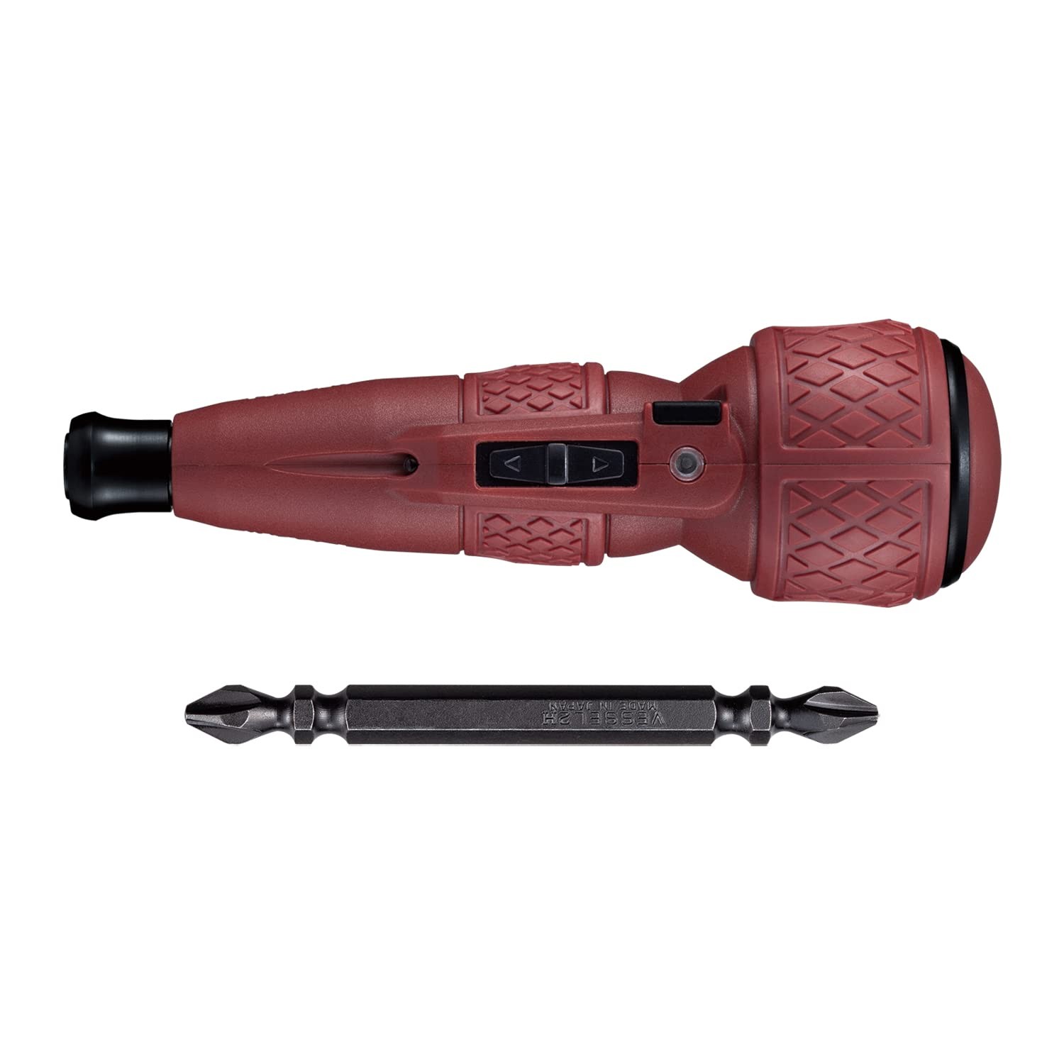 Dull Red Electric Screwdriver 5.5 Inch Grip 1200 RPM USB Rechargeable Japan