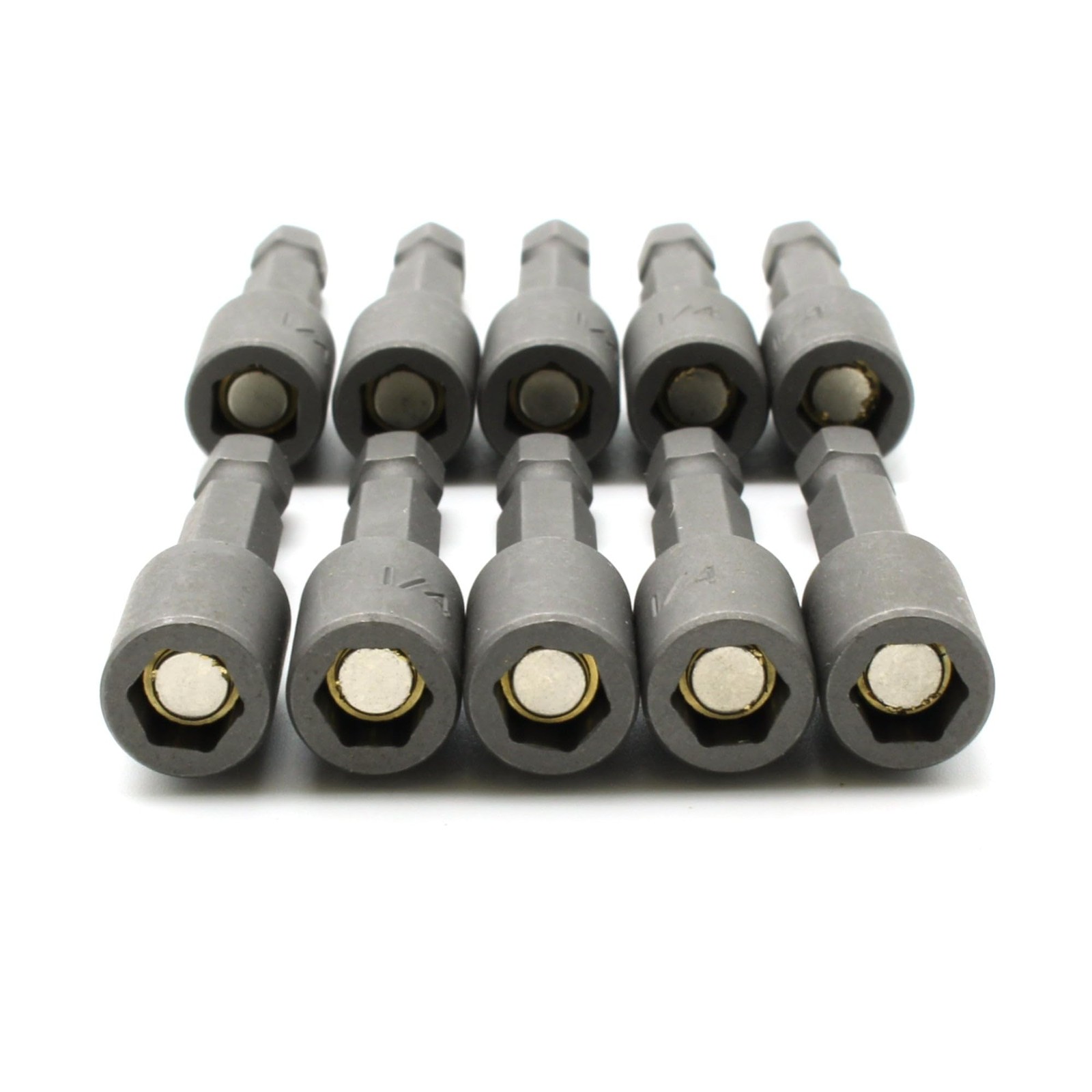 TEMO 10 pc Impact Ready Nut Driver 1/4 Inch Magnetic Nutsetter Set 1/4″, Grey