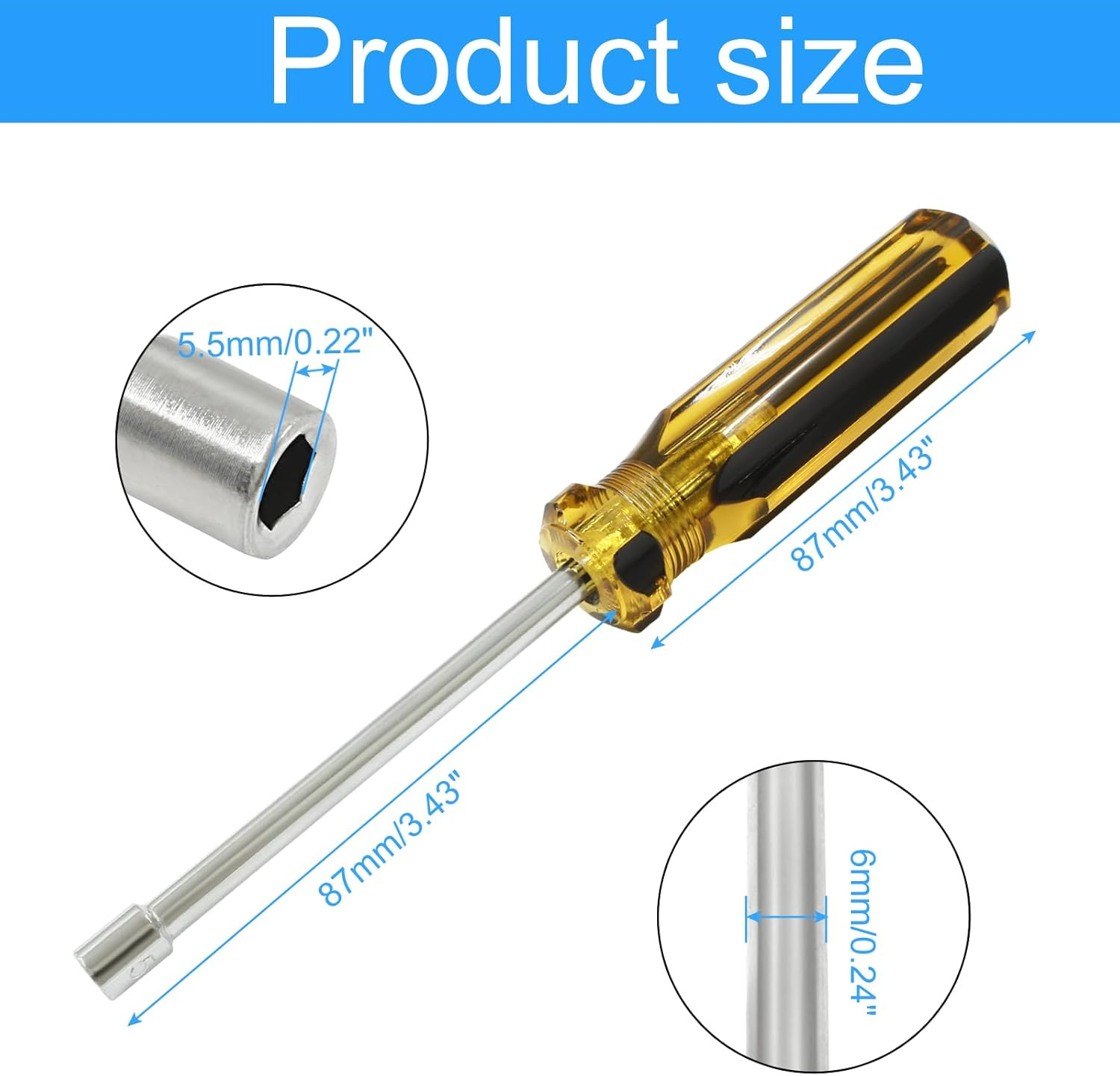 5.5mm Socket Wrench Screwdriver, Hex Socket Wrench High-Carbon Steel Hexagon Nut