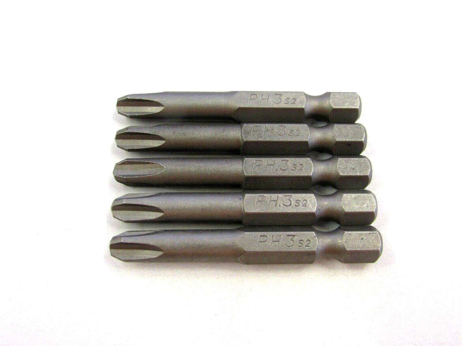 NEW! LOT OF (5) 2″ #3 PHILLIPS STEEL HEX SHANK / ROUND SCREWDRIVER BITS #S2 PH3