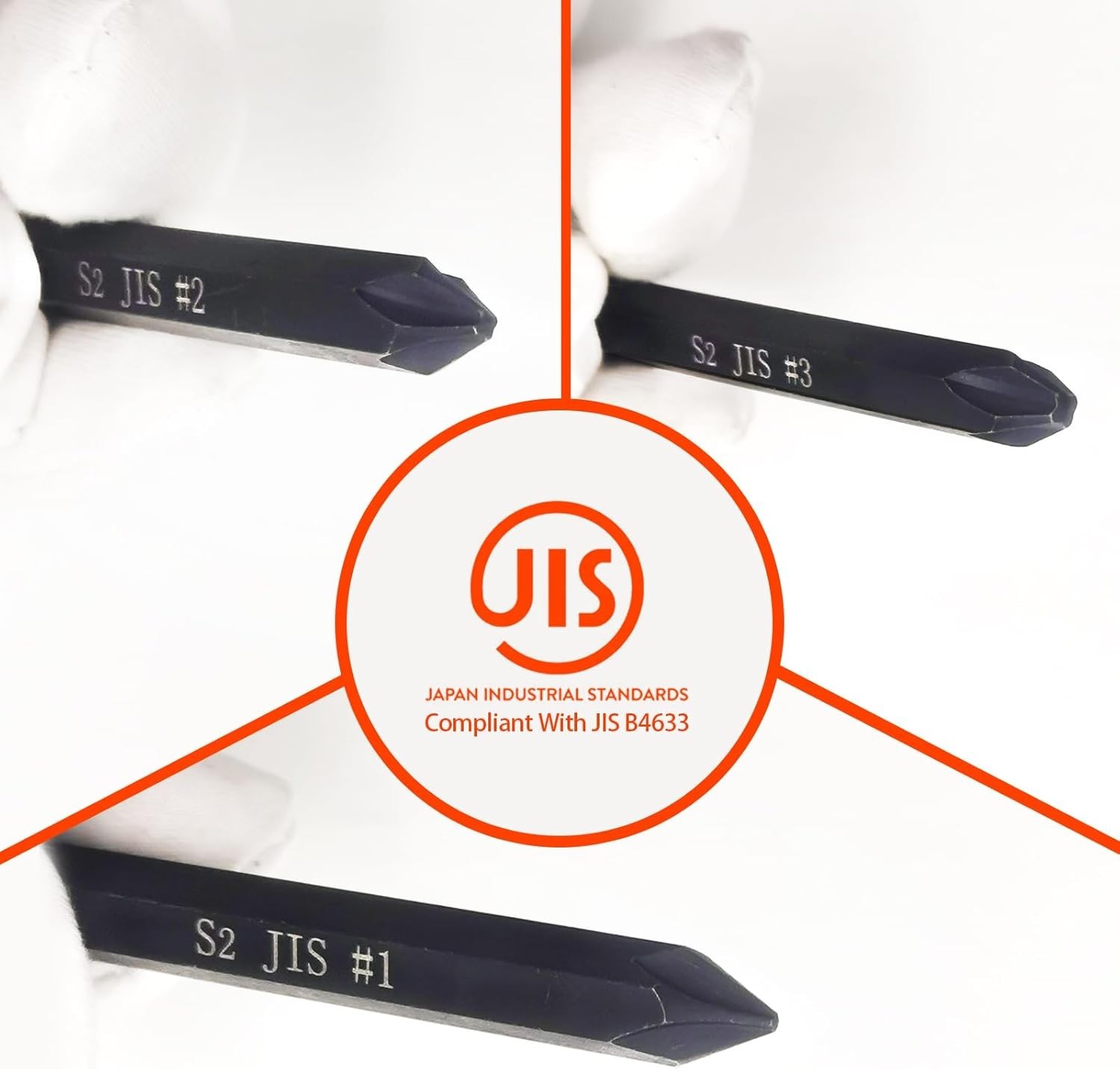 JIS B4633 Impact Screwdriver Bits For Impact Driver, 5/16″ Hex Shank, S2 Alloy S