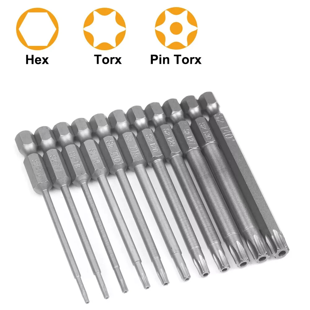 11pcs T6-T40 Magnetic Head Torx Screwdriver Bit Set Security Tamper Proof Star