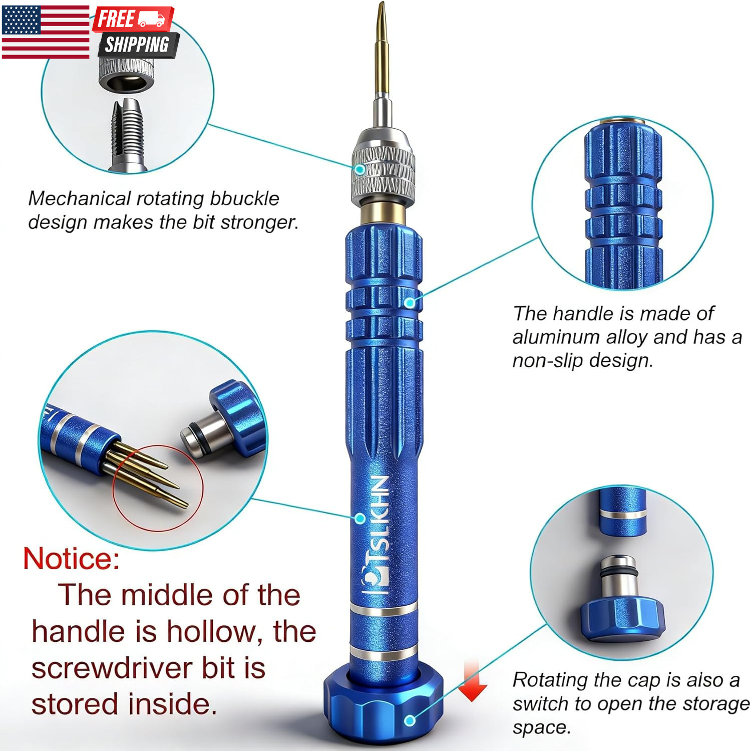 5-In-1 Multifunctional Small Screwdriver, S2 Steel Magnetic Screwdriver Kit for