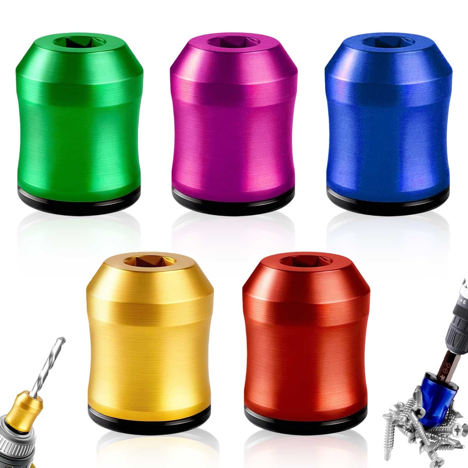 5x Magnetic Screw Ring Set for Drill & Hex Screwdriver Bits Strong Magnet Holder