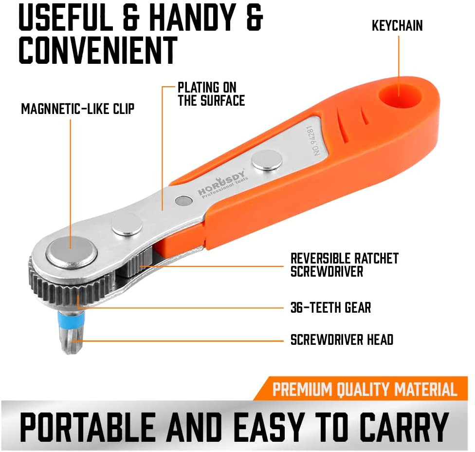 23-Piece 1/4 Mini Ratchet Offset Screwdriver Bit Set, S2 Steel Right Angle Screw